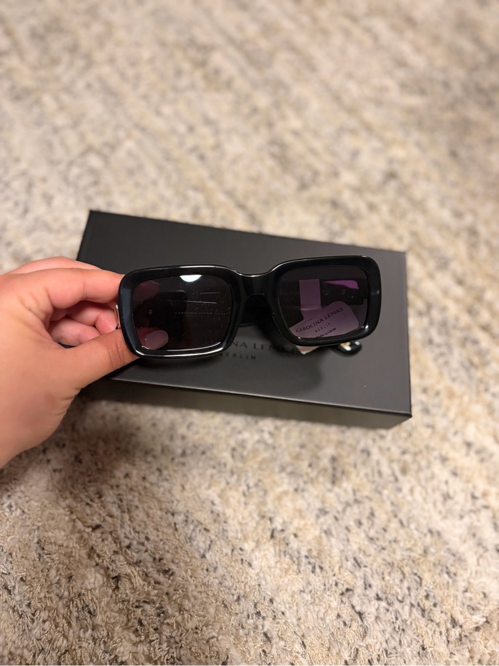 Black Rectangle Sunglasses - Carolina Lemke